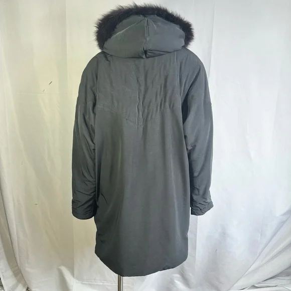 NUAGE BLACK PARKA COAT OVERSIZED JACKET FAUX FUR VINTAGE COAT XS - Picture 11 of 15